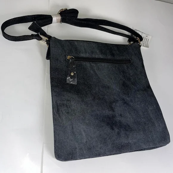 Betty Boop Crossbody Handbag Purse Side Bag Vintage Denim Dark Blue Black Bag - Picture 2 of 4